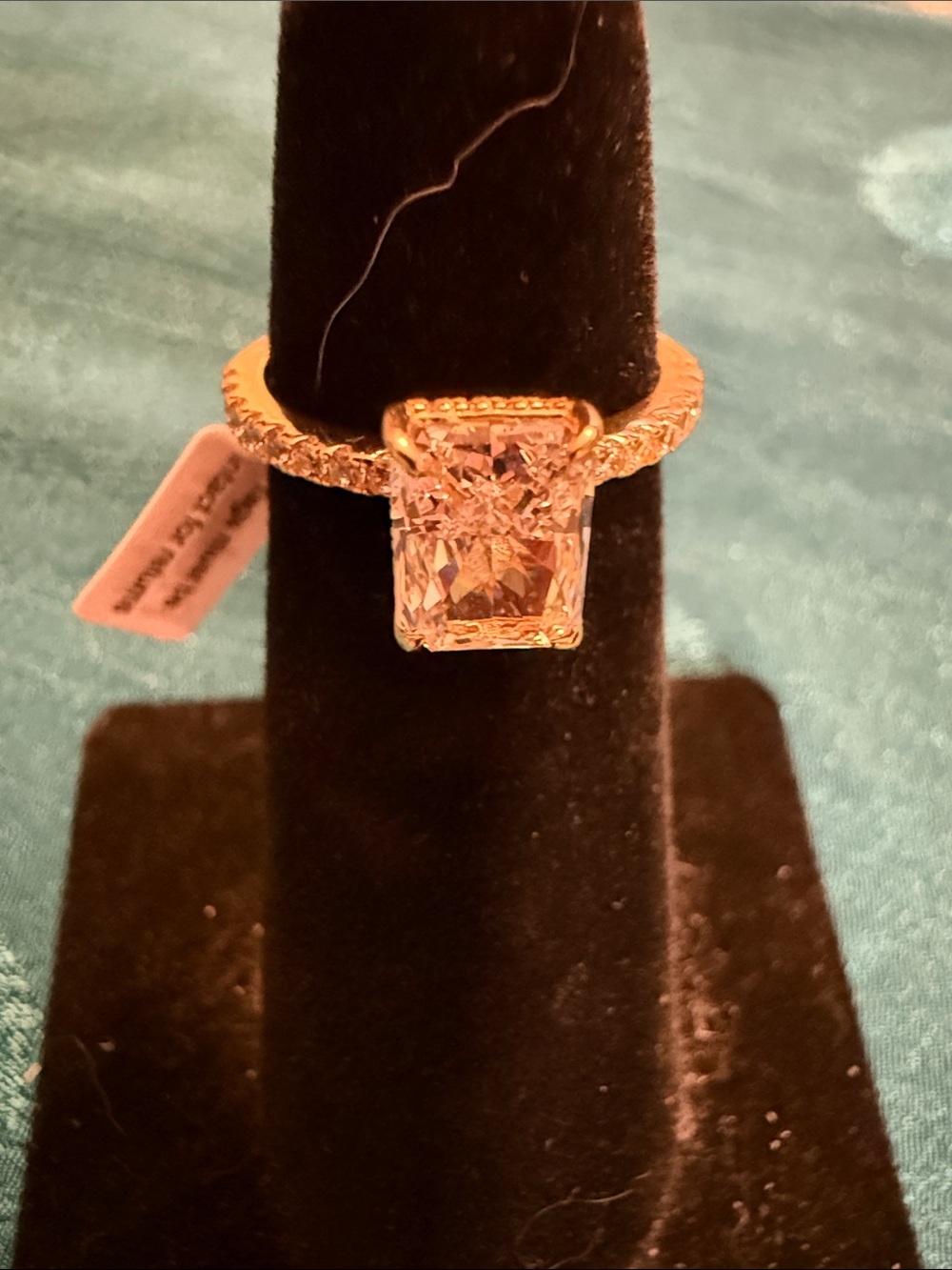 Gold-Tone radiant Emerald-Cut Cubic Zirconia Ring - Elegant Women’s Statement